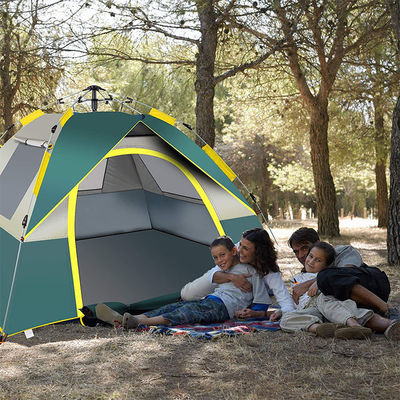 Tenda Pop Up Kemah Tahan Air Otomatis 3-4 Orang Mudah Diatur Untuk Keluarga