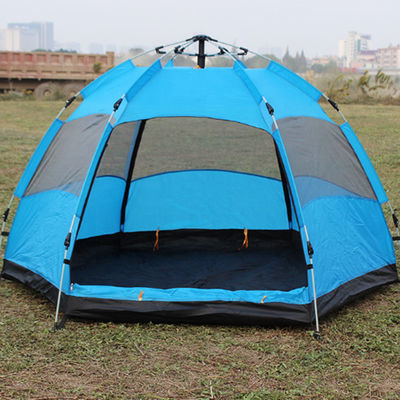 210T PU Kain Pantai Tahan Air Keluarga Berkemah Tenda Segi Enam Untuk 5-6 Orang